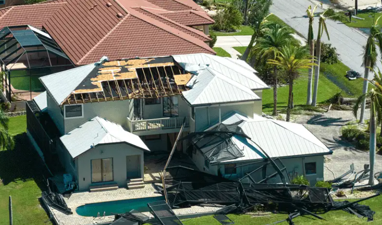 Storm roof damage before tarping Fort Myers Florida