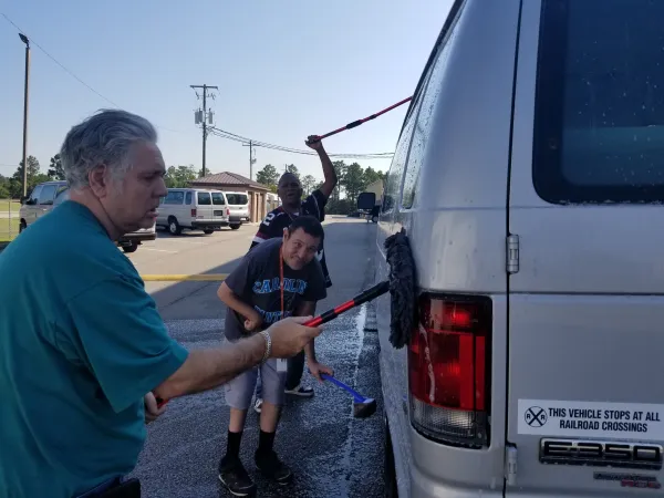 Participants in car wash
