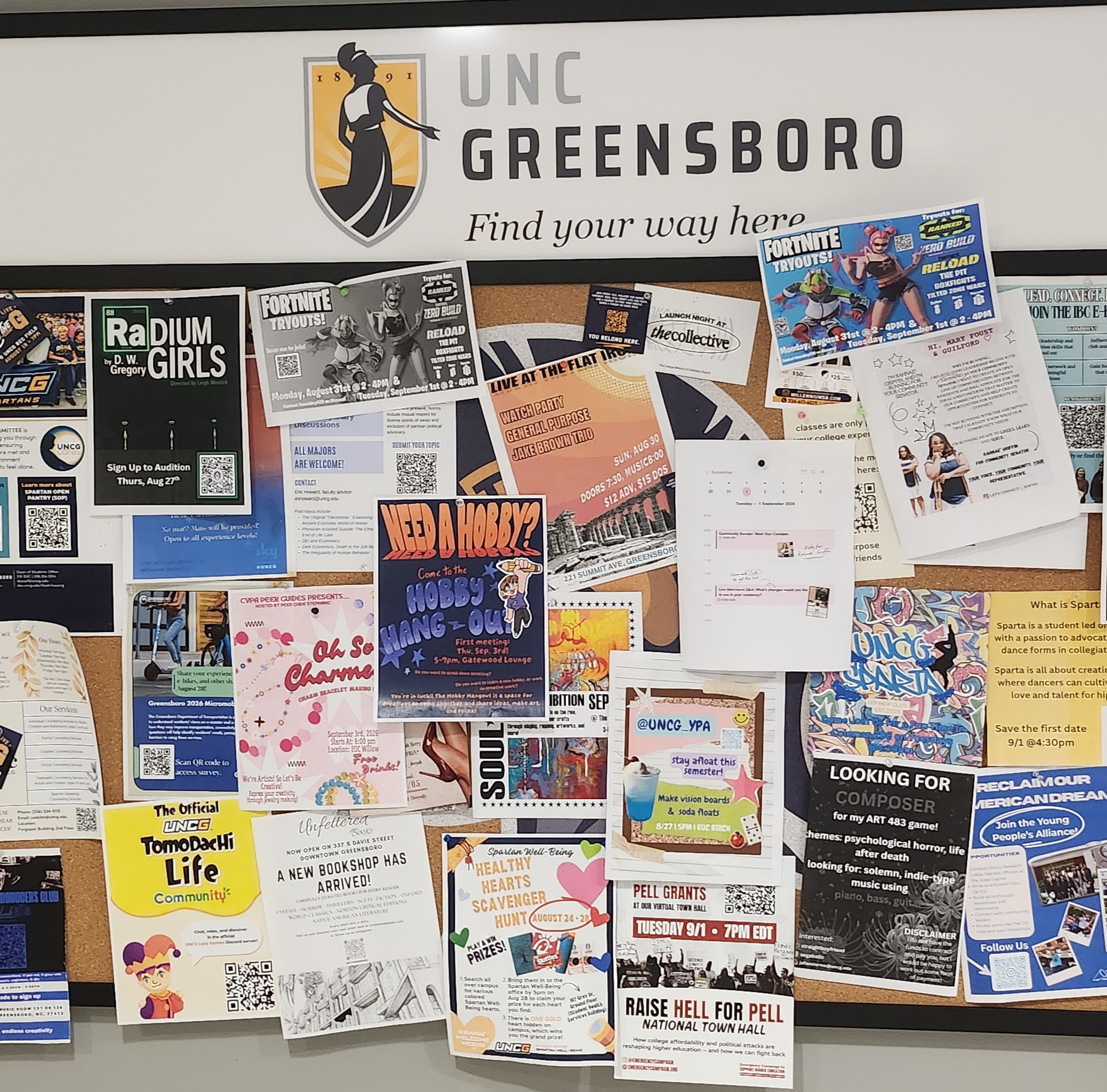 A campus scene at UNC Greensboro during an August 2026 visit