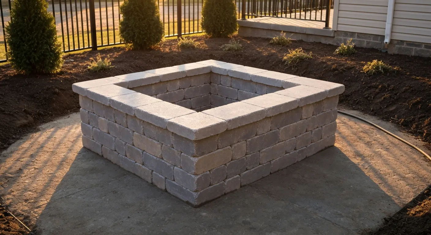 Square stone fire pit