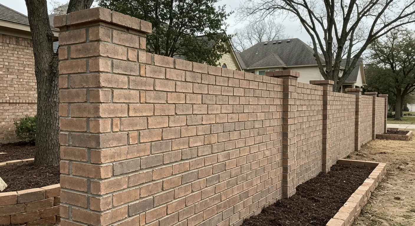 Tall brick privacy wall