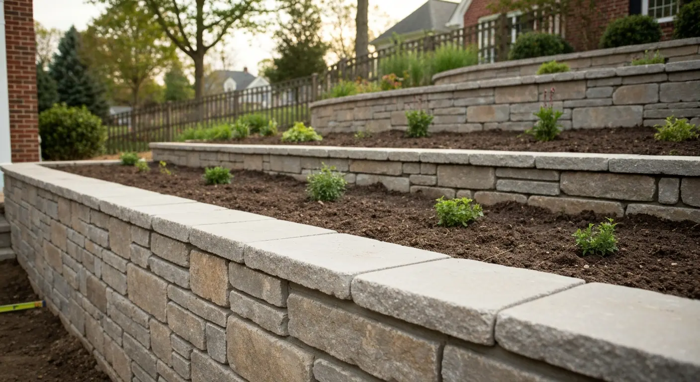Stone retaining wall in Arlington