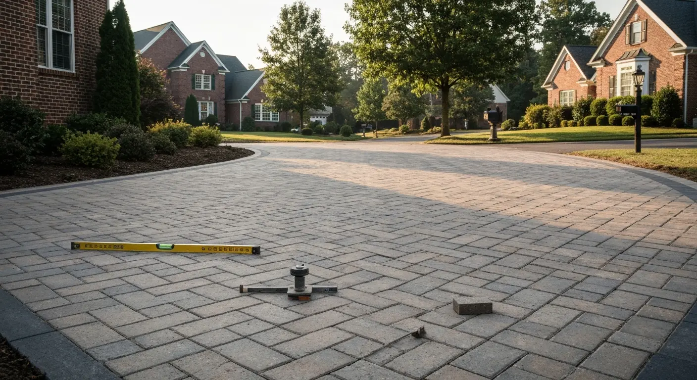 Paver driveway installation