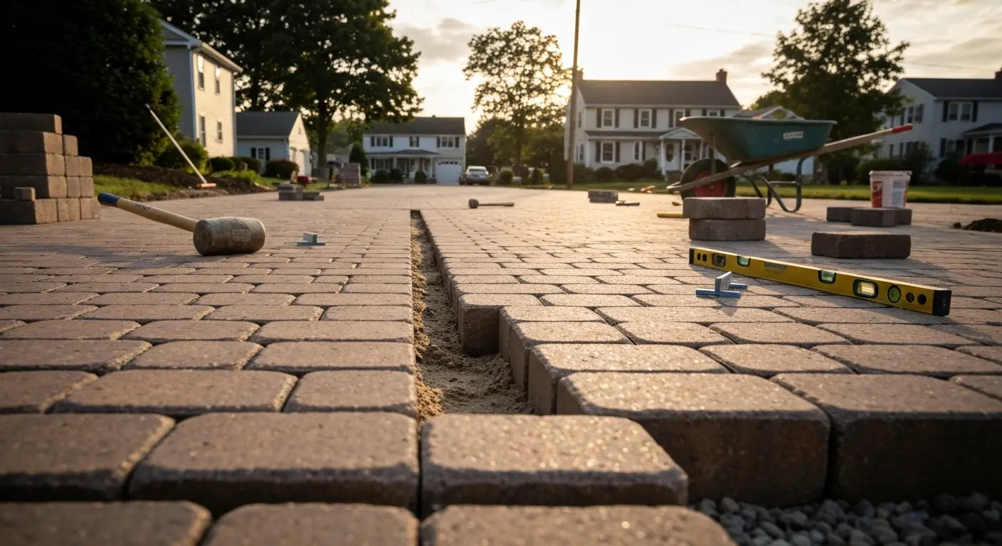 Paver driveway installation