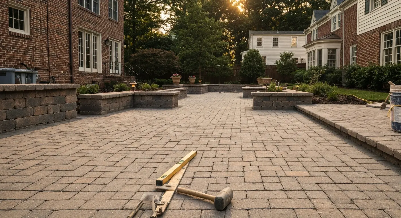 Paver patio installation in Arlington
