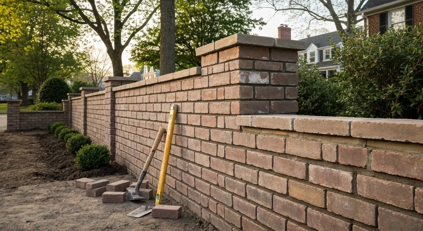 Brick garden wall in Arlington