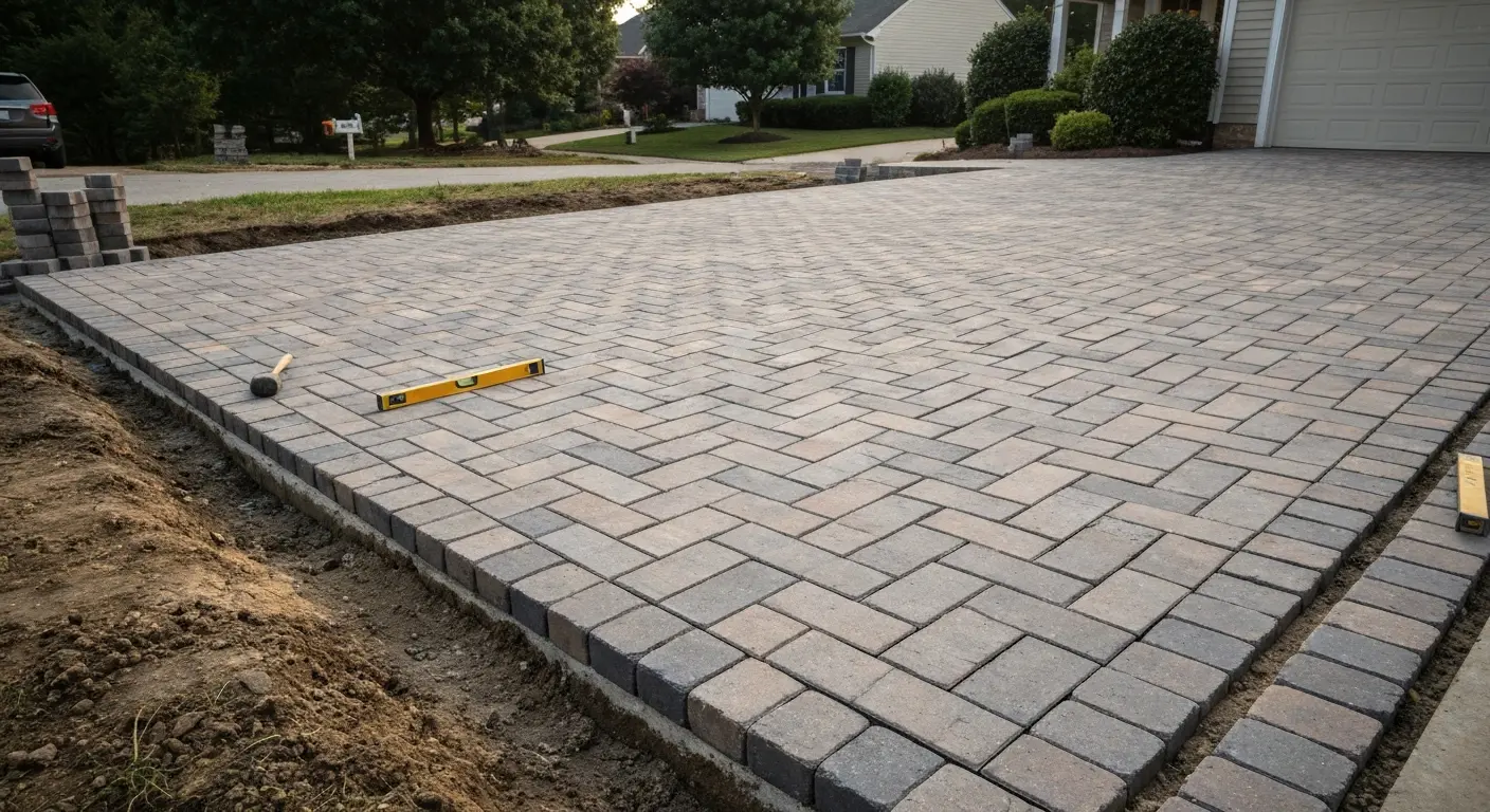 Paver driveway installation project