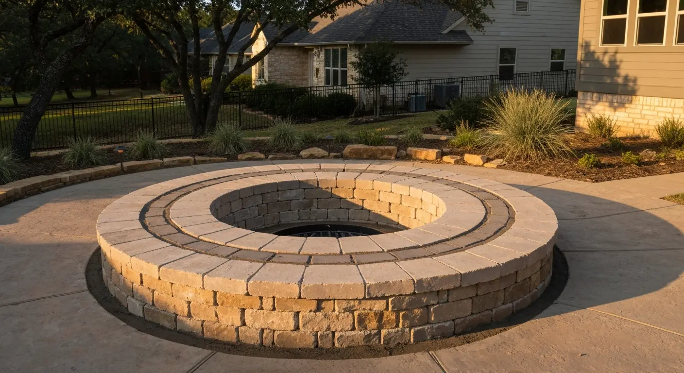 Circular stone fire pit