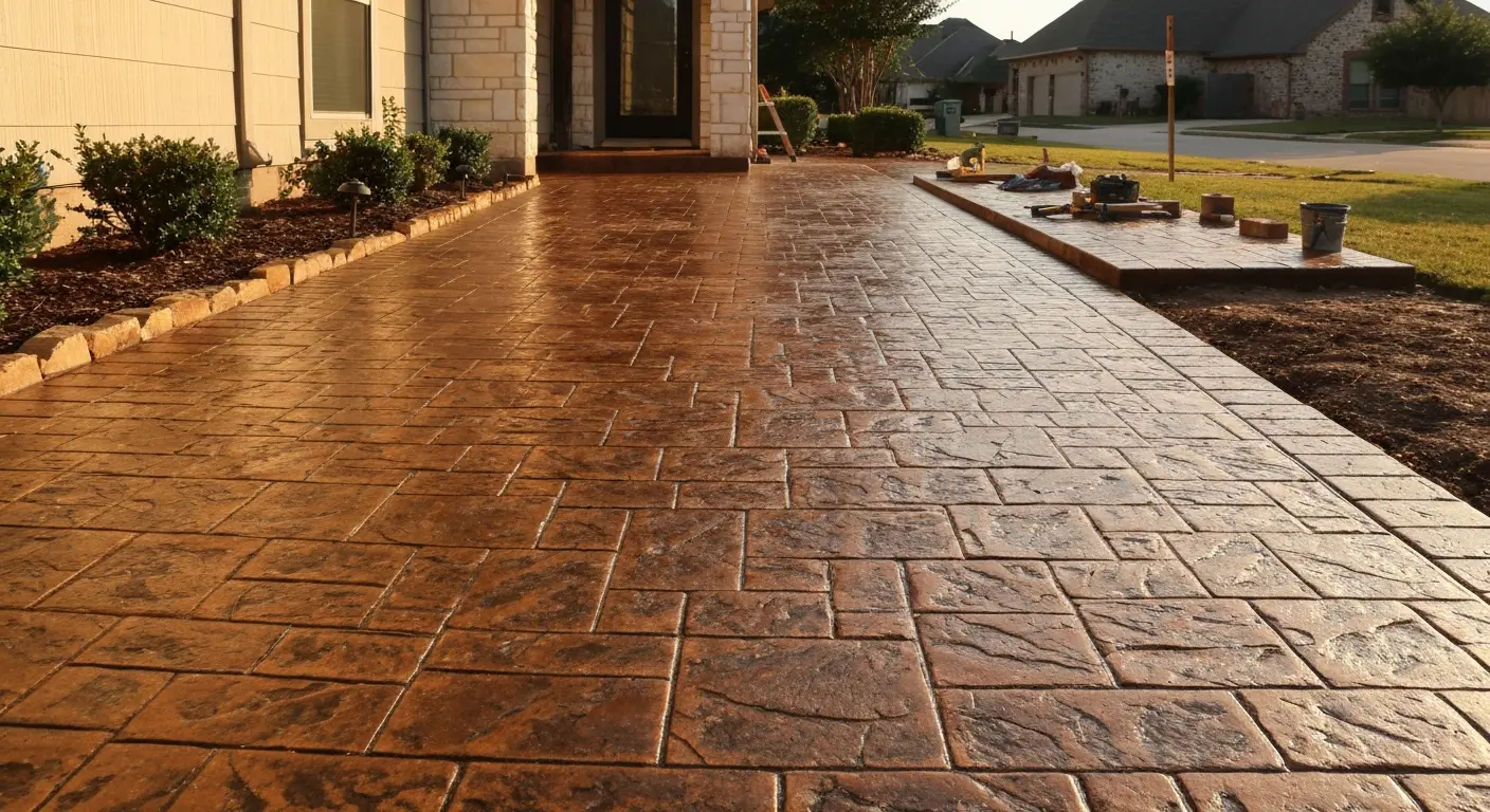 Decorative concrete walkway