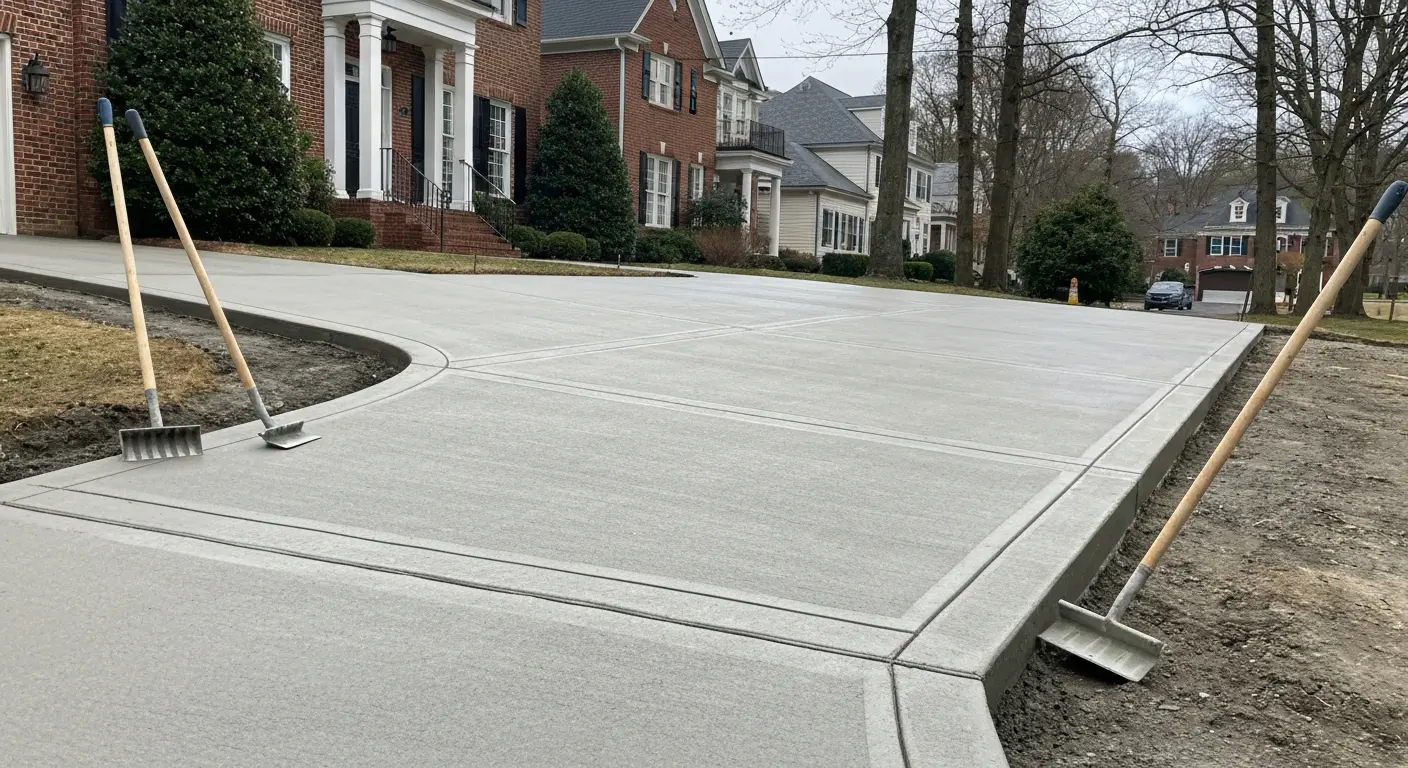Concrete driveway installation in Arlington