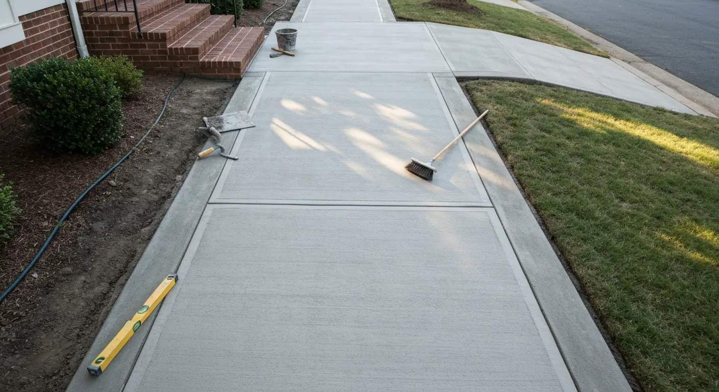 Concrete walkway in Arlington neighborhood