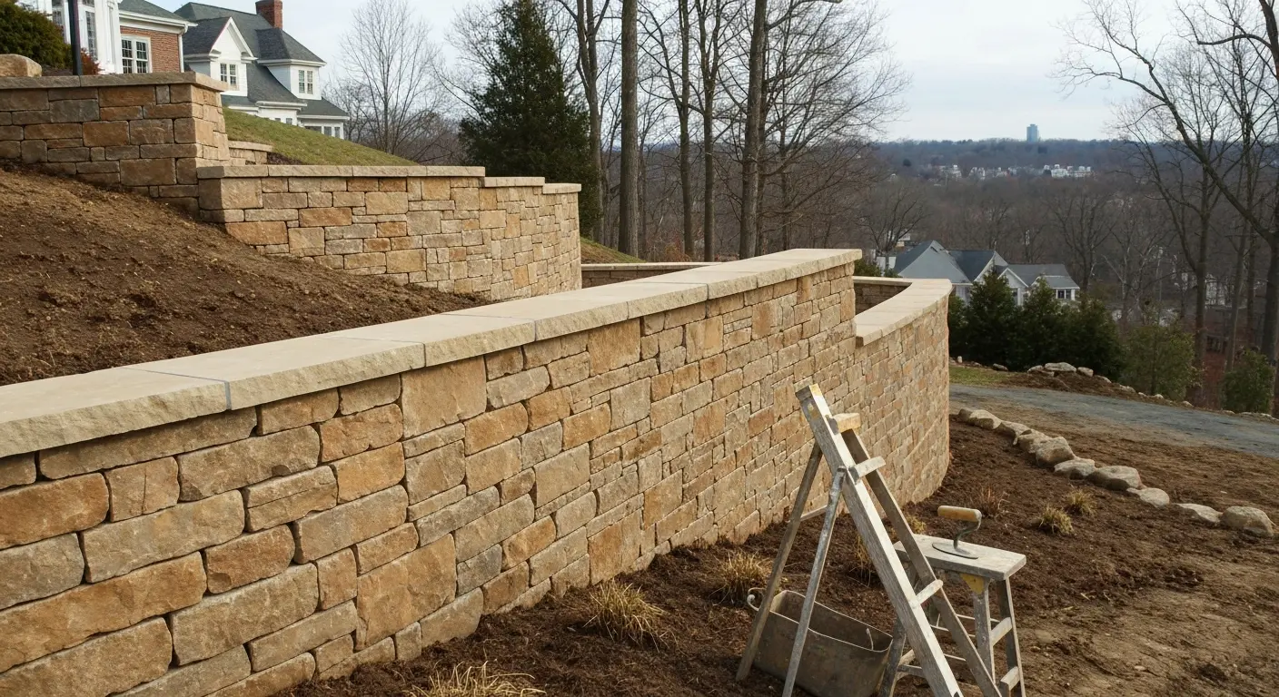 Stone retaining wall
