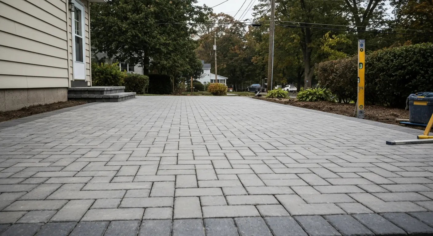 Durable paver driveway in Arlington