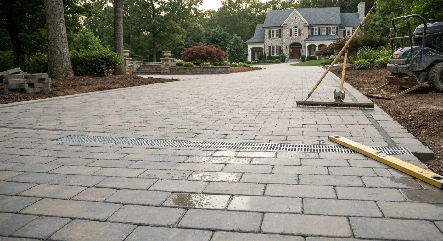 Paver driveway with proper grading