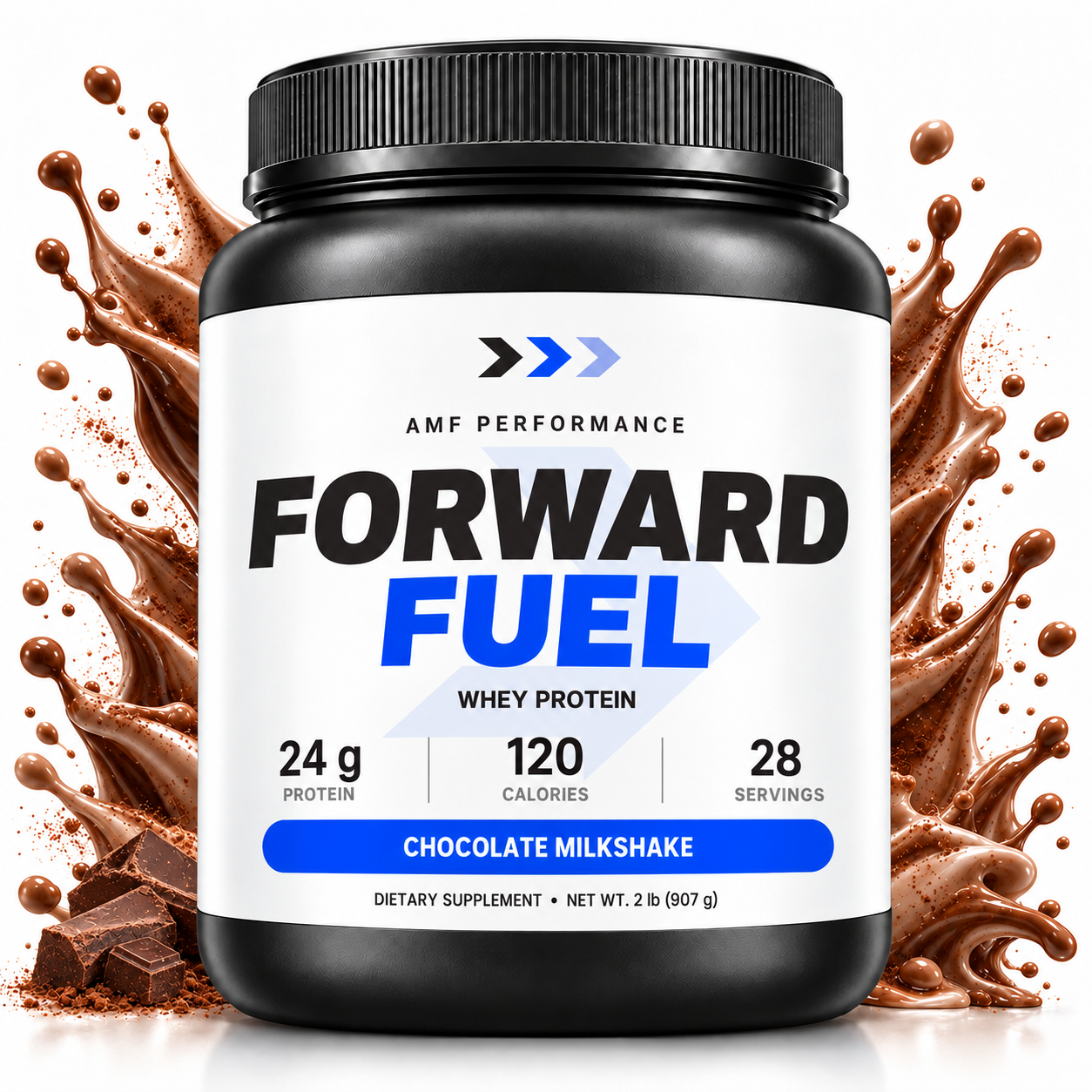 AMF Forward Fuel Chocolate Milkshake whey protein, 24 g protein and 120 calories