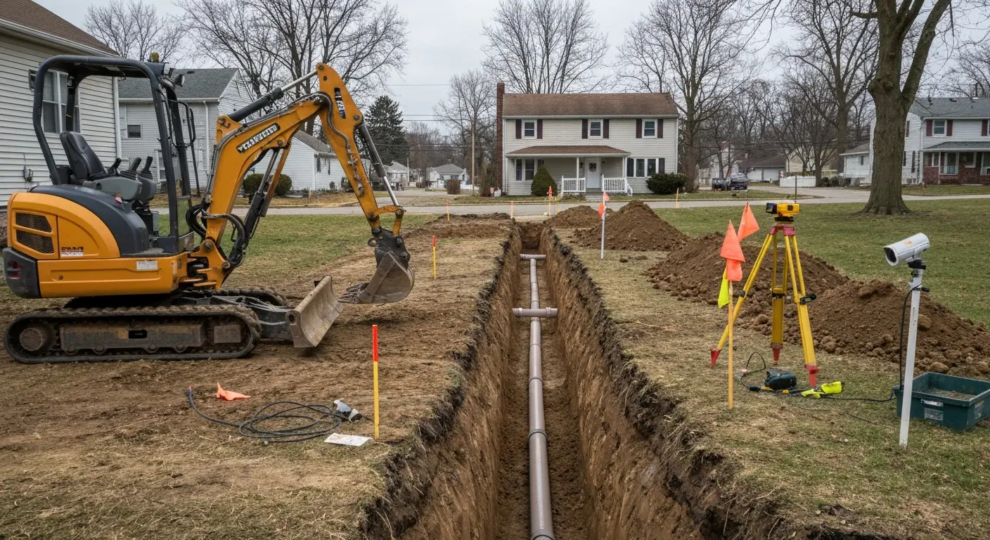 Sewer line excavation