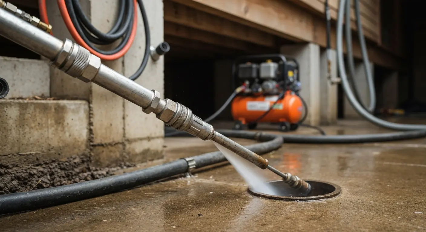 Water jetting equipment being deployed