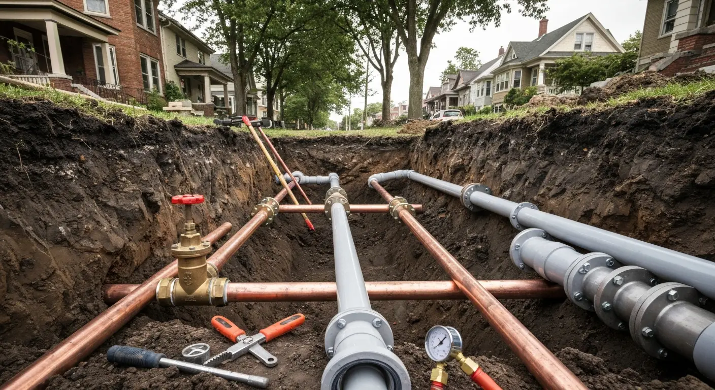 Water line excavation and repair