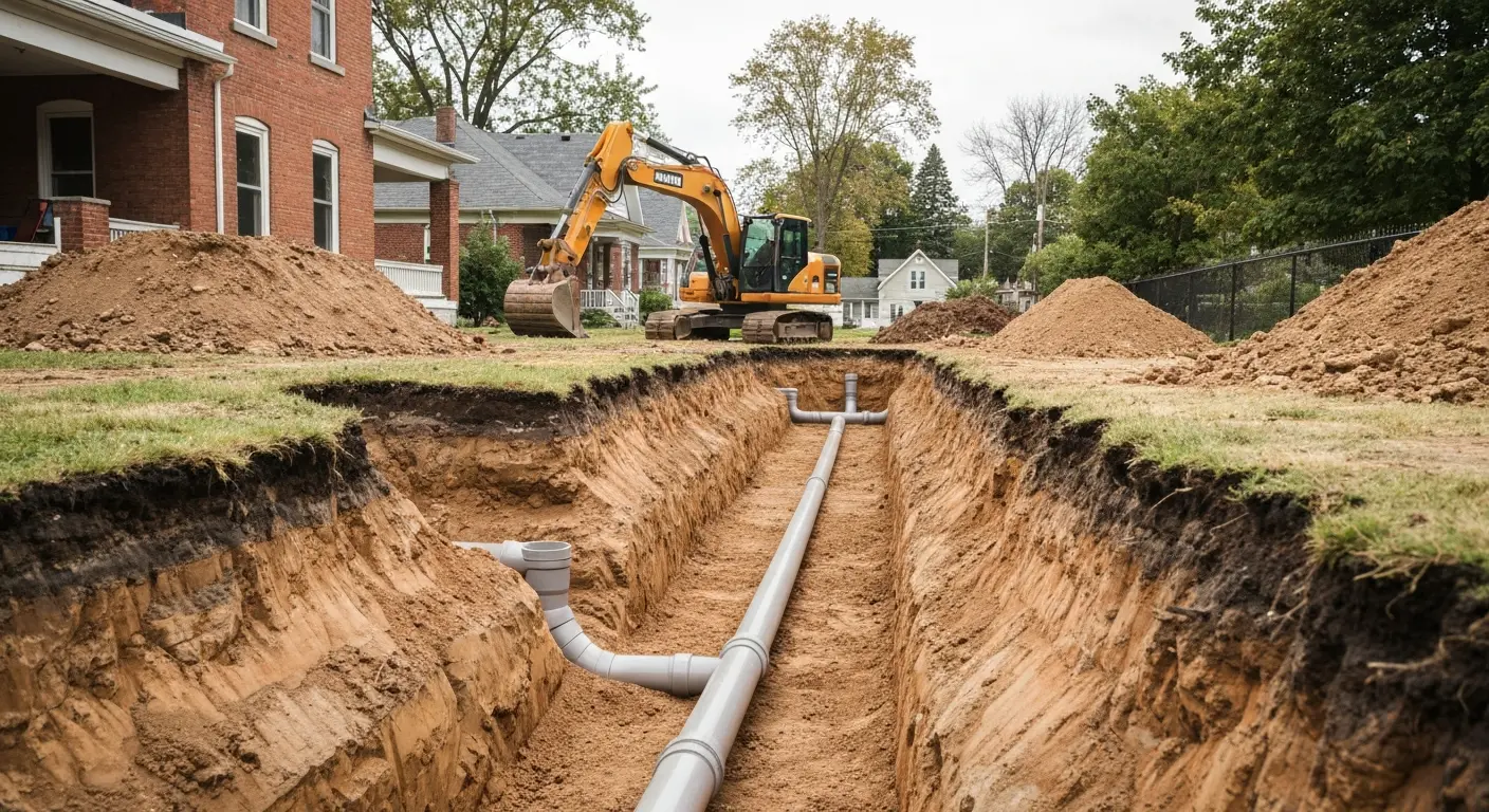 Sewer line excavation project