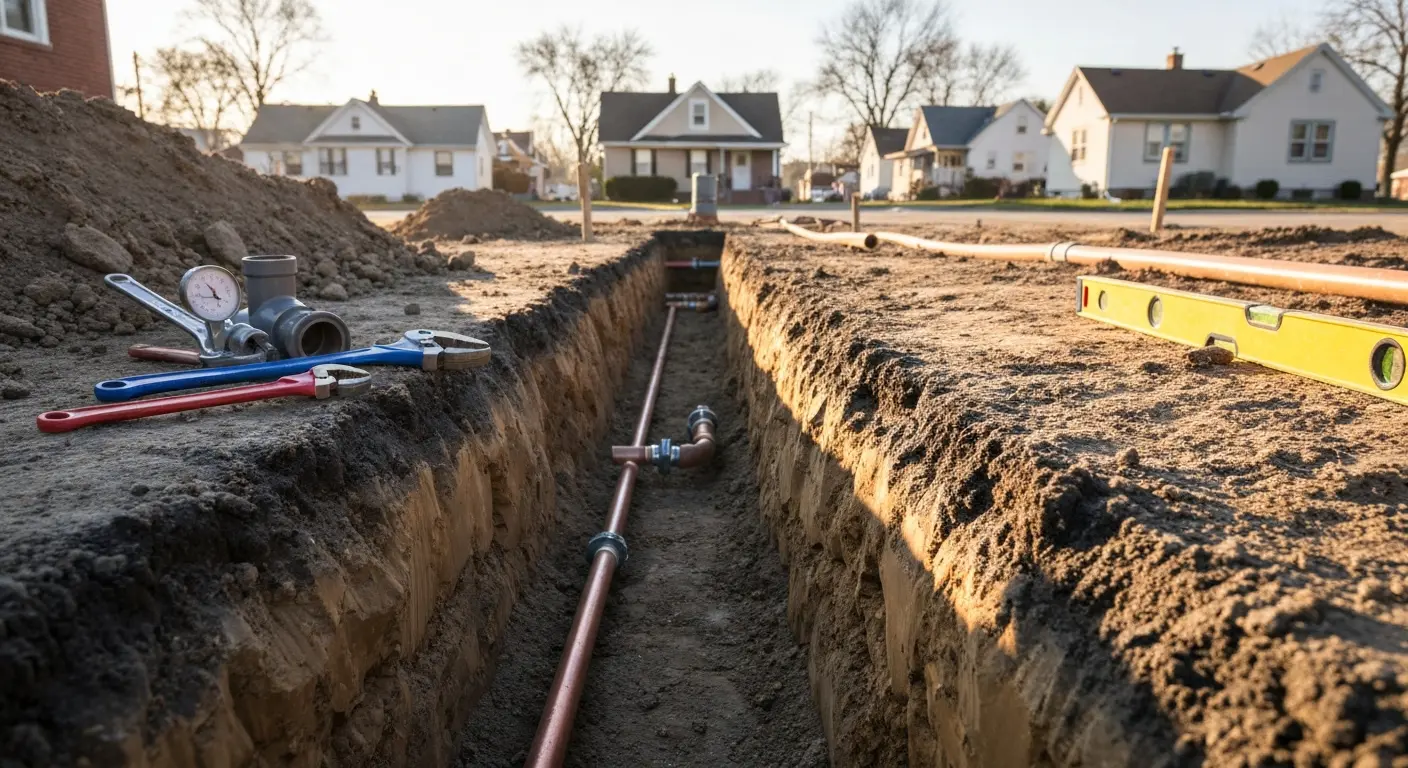 Water line excavation and repair