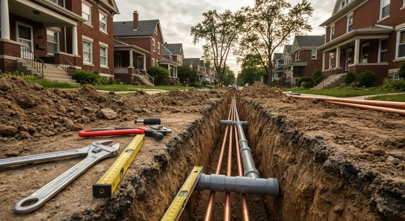 Water line repair excavation