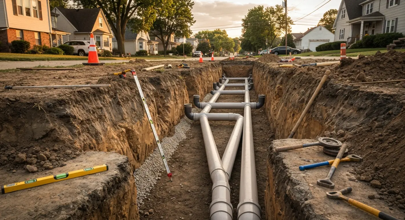 New sewer line installation