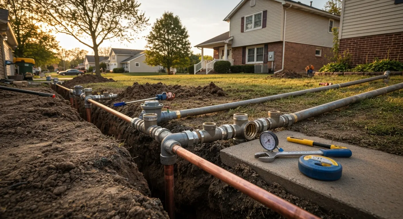 Water line replacement installation