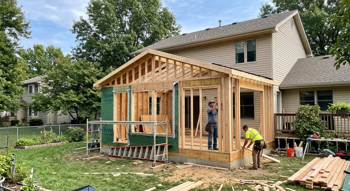 comparison of vertical second story addition versus horizontal ground level extension on Kansas City home