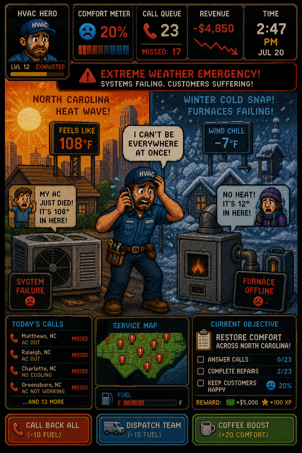 Charlotte HVAC contractor stressed missing emergency calls during heat wave and cold snap Charlotte HVAC contractor stressed missing emergency calls during heat wave and cold snap