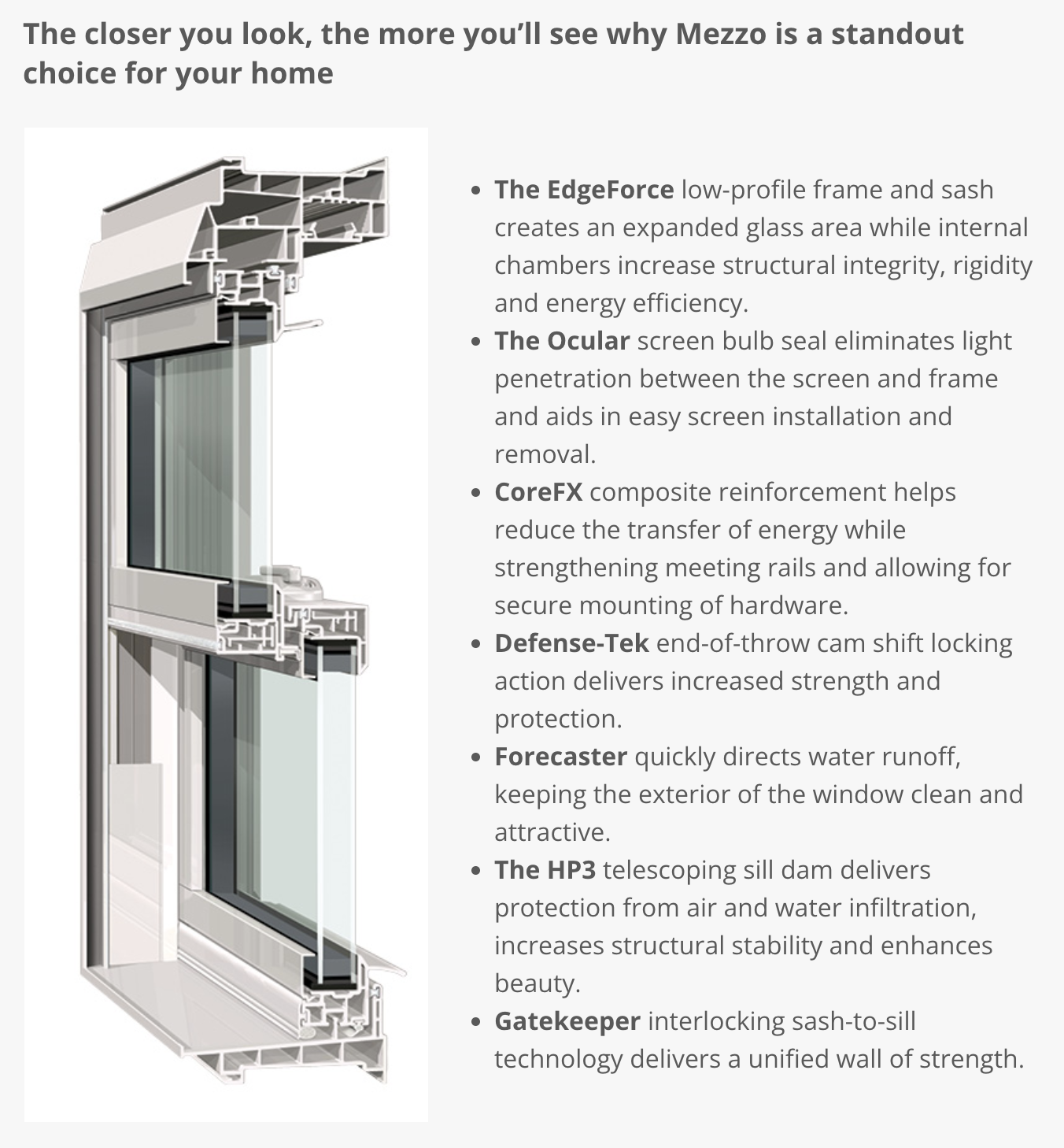 Alside Mezzo foam-insulated frame cross-section