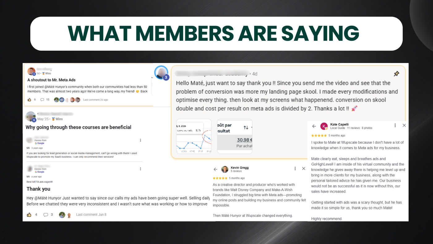 Meta Ads Systems Skool testimonial or feedback screenshot