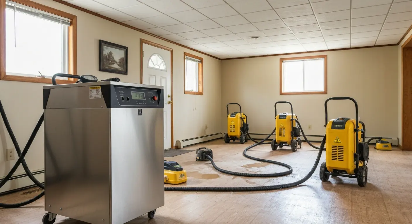 Dehumidifier and air movers setup