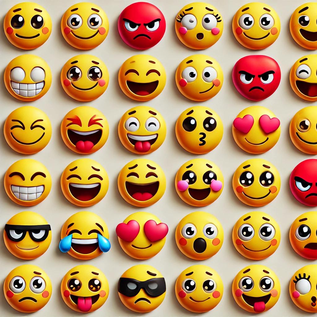 Emoticons representing a wide range of emotions