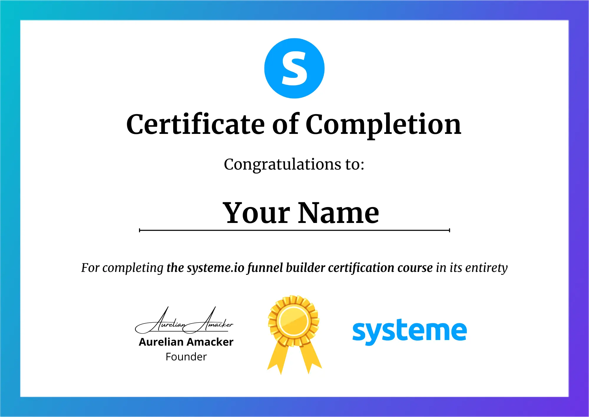 systeme io certiicate