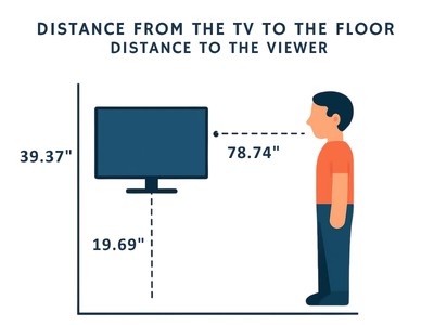 DISTANCE FROM THE TV TO THE FLOOR  DISTANCE TO THE VIEWER