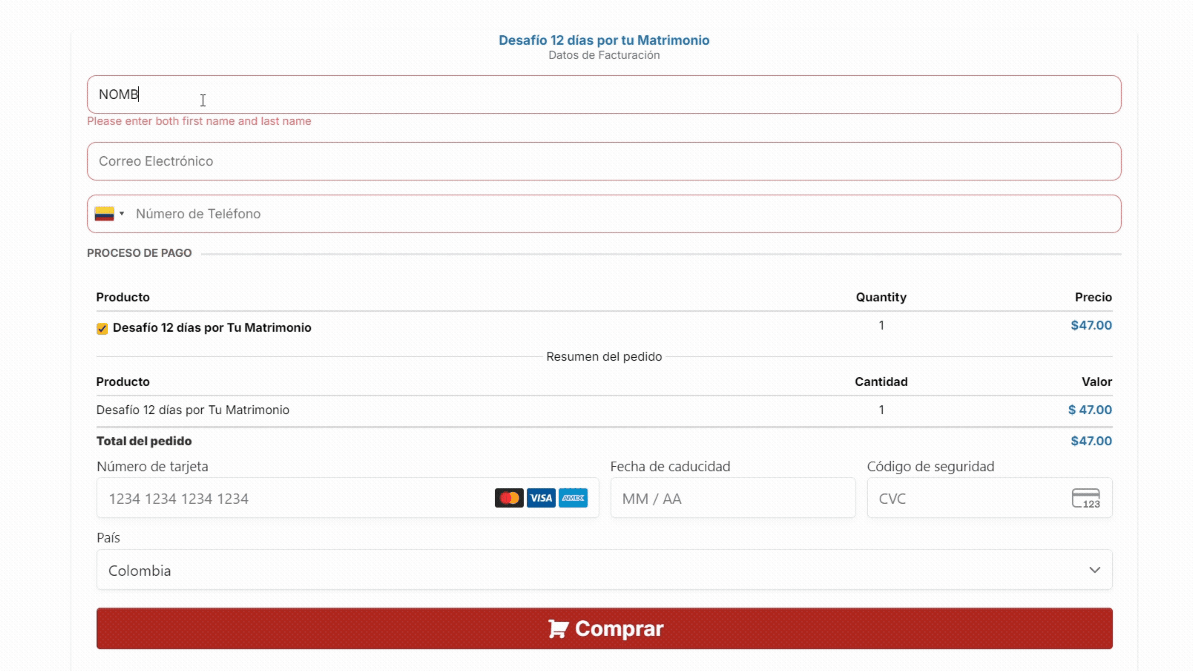 Proceso de pago