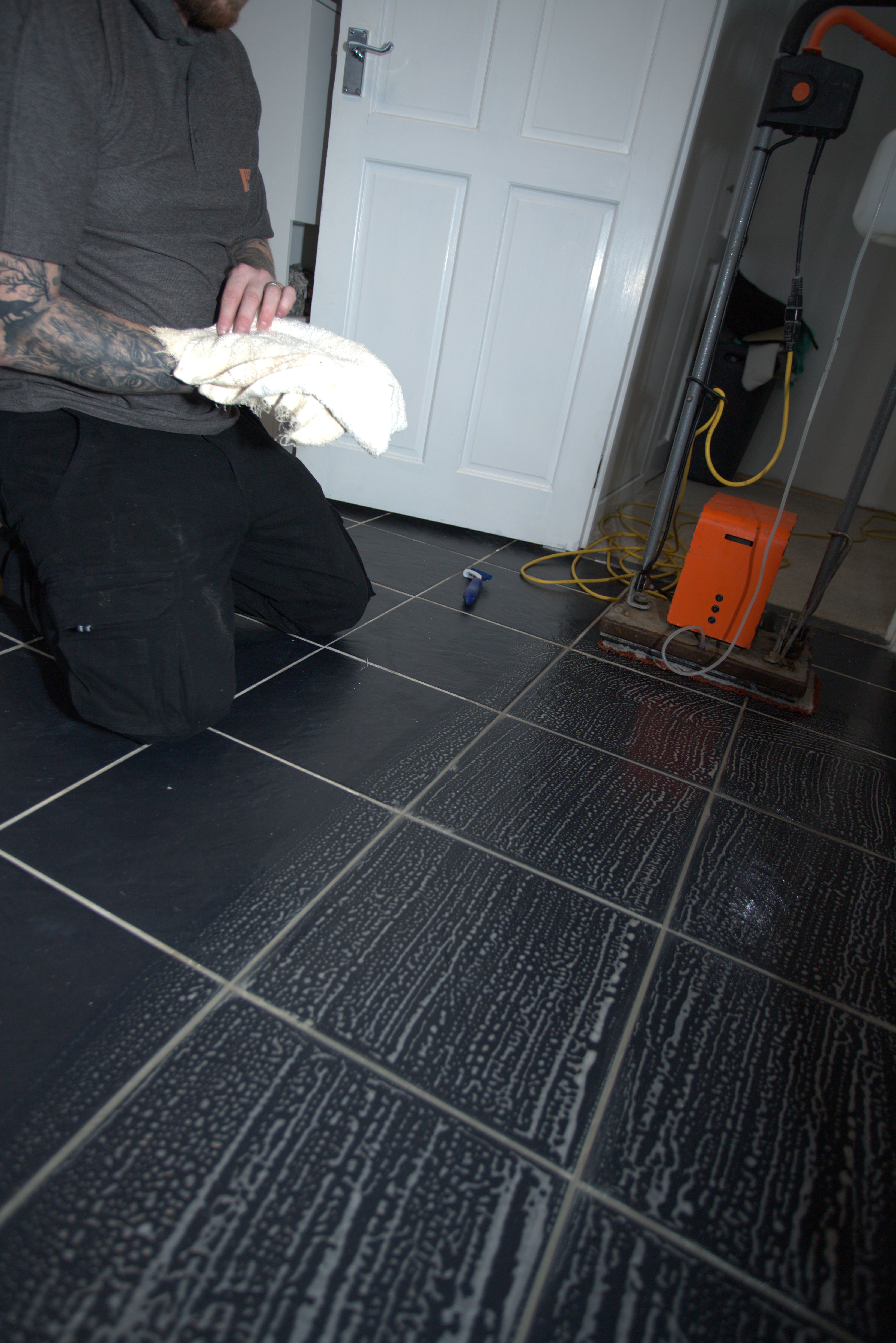 vh services cleaning a hallway carpet