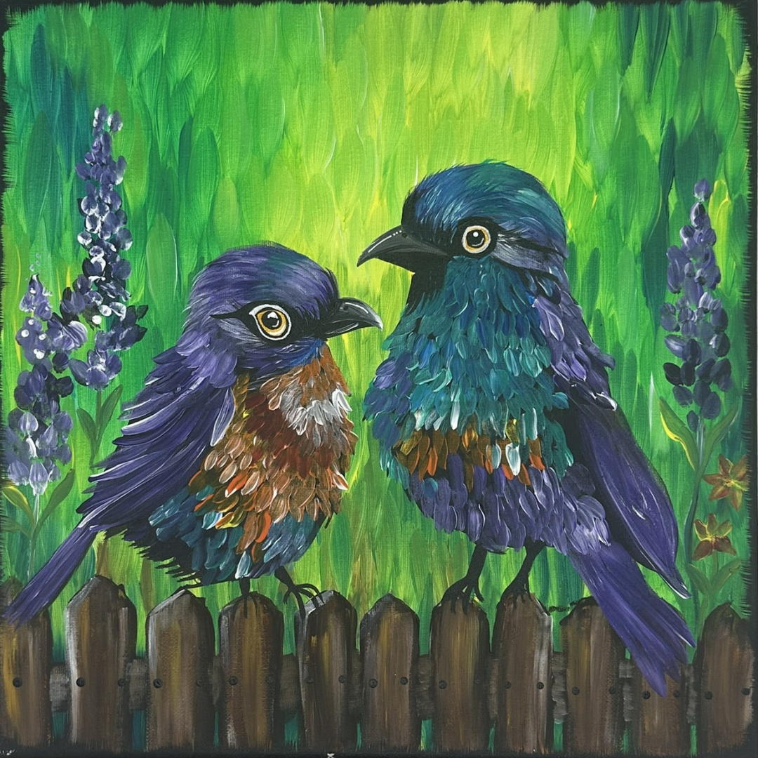 Garden Gossips acrylic painting by Jenny Grahek