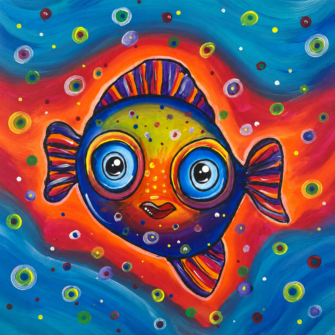 Funky Fish acrylic painting