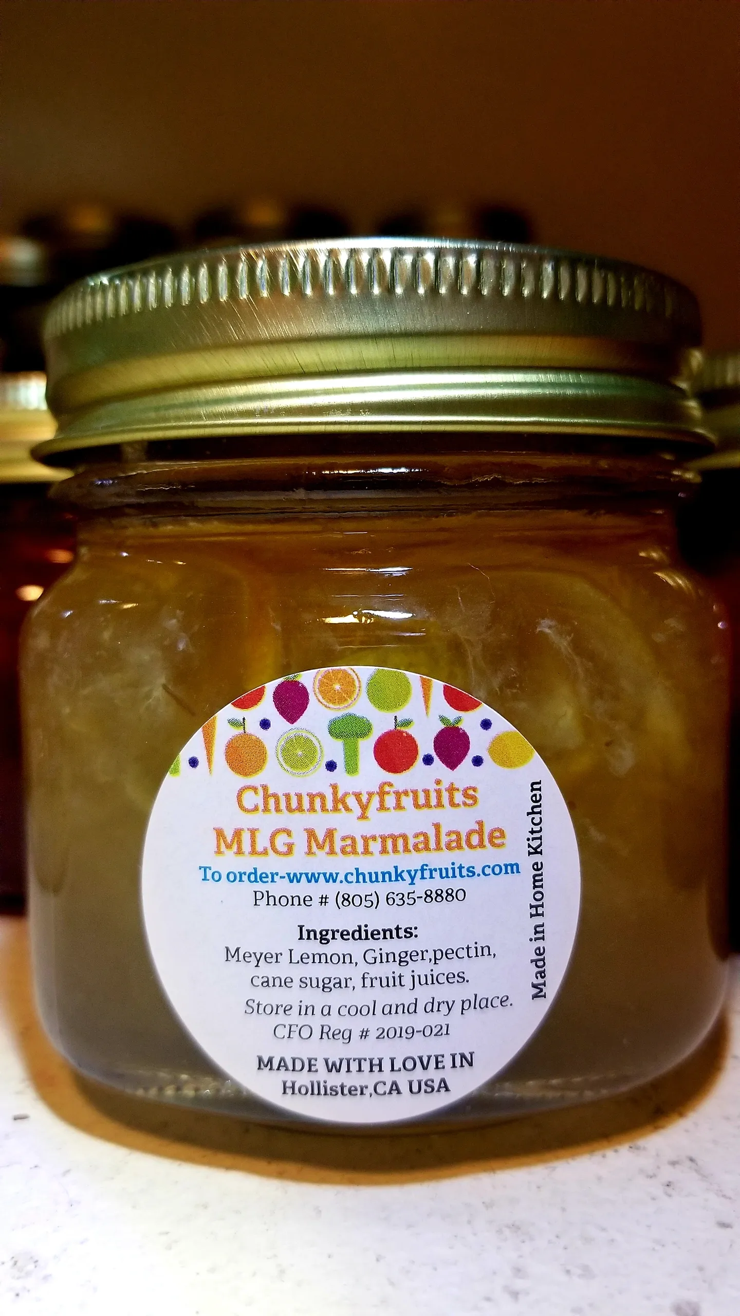 Labeled MLG Meyer Lemon Ginger Marmalade jar