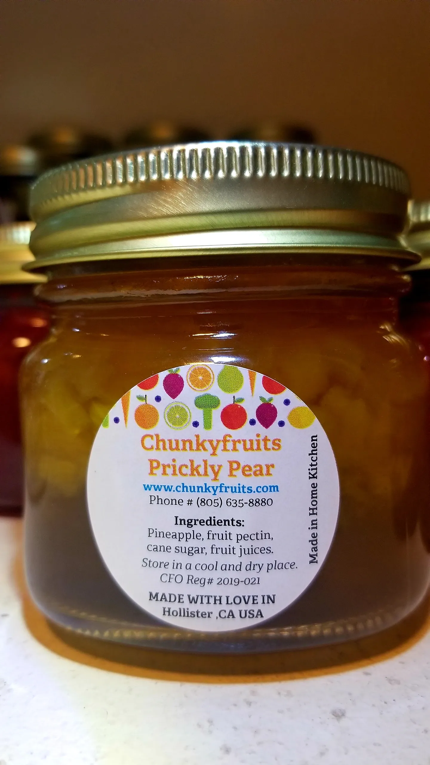 Labeled Prickly Pear pineapple jam jar
