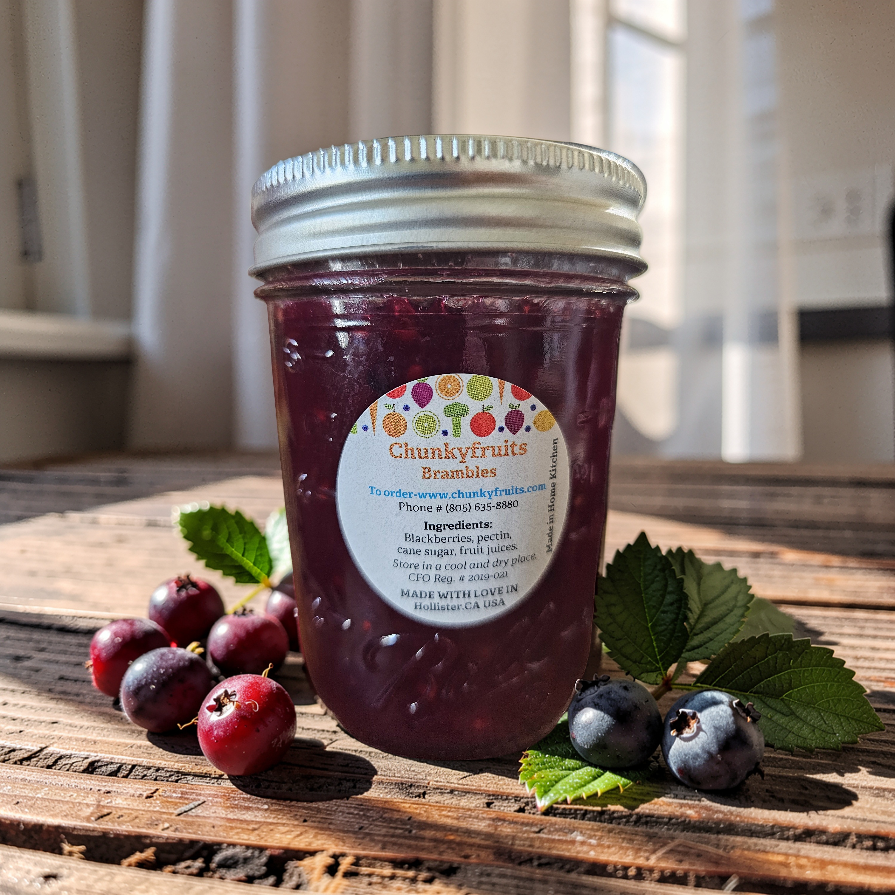 Labeled Brambles blackberry jam jar
