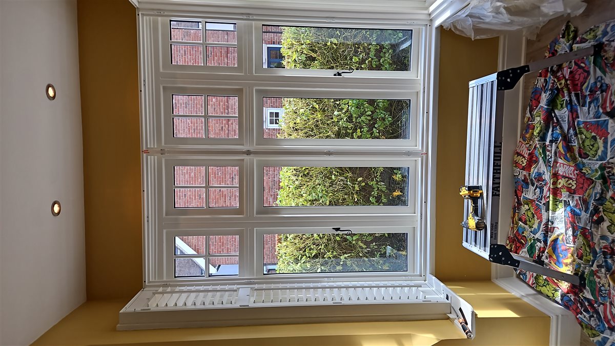 Made to measure plantation shutter frames being fitted to an Edwardian bay window by Eclipse SBC Made to measure plantation shutter frames being fitted to an Edwardian bay window by Eclipse SBC