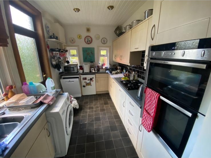 Sciennes kitchen before: cream doors