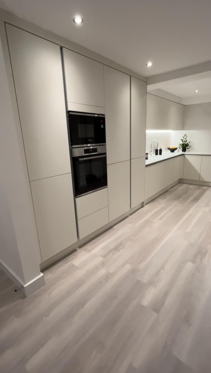 Fairmilehead kitchen after: cream handleless
