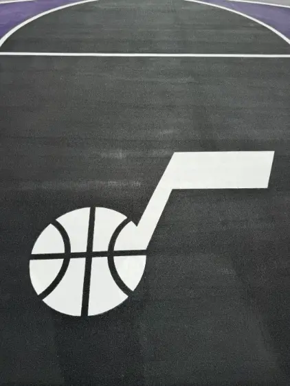 Basketball court with custom logo