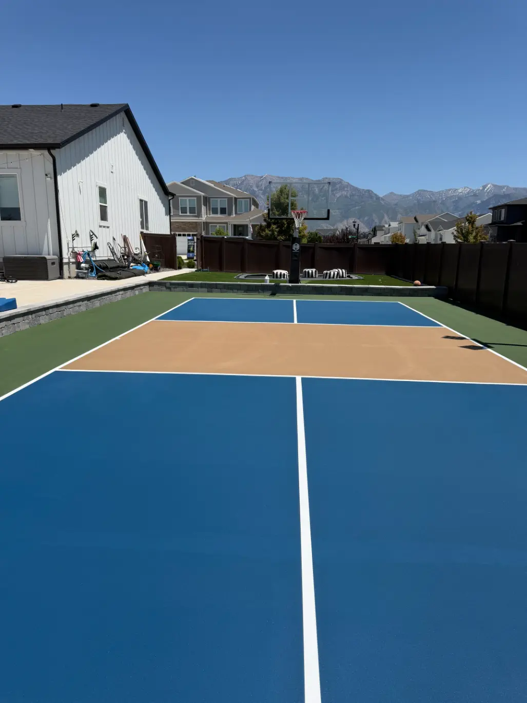 Brown and blue multi sport court