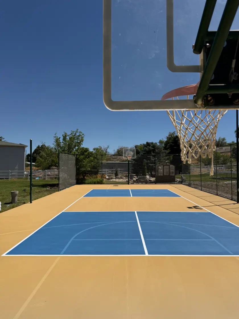 Brown and blue multi sport court