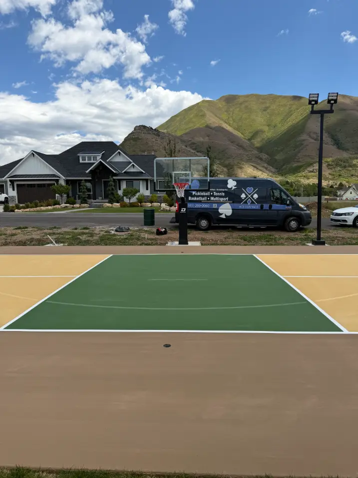Green and brown multi sport court