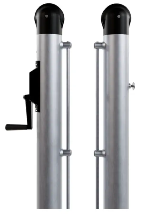 In-ground pickleball system round brushed aluminum